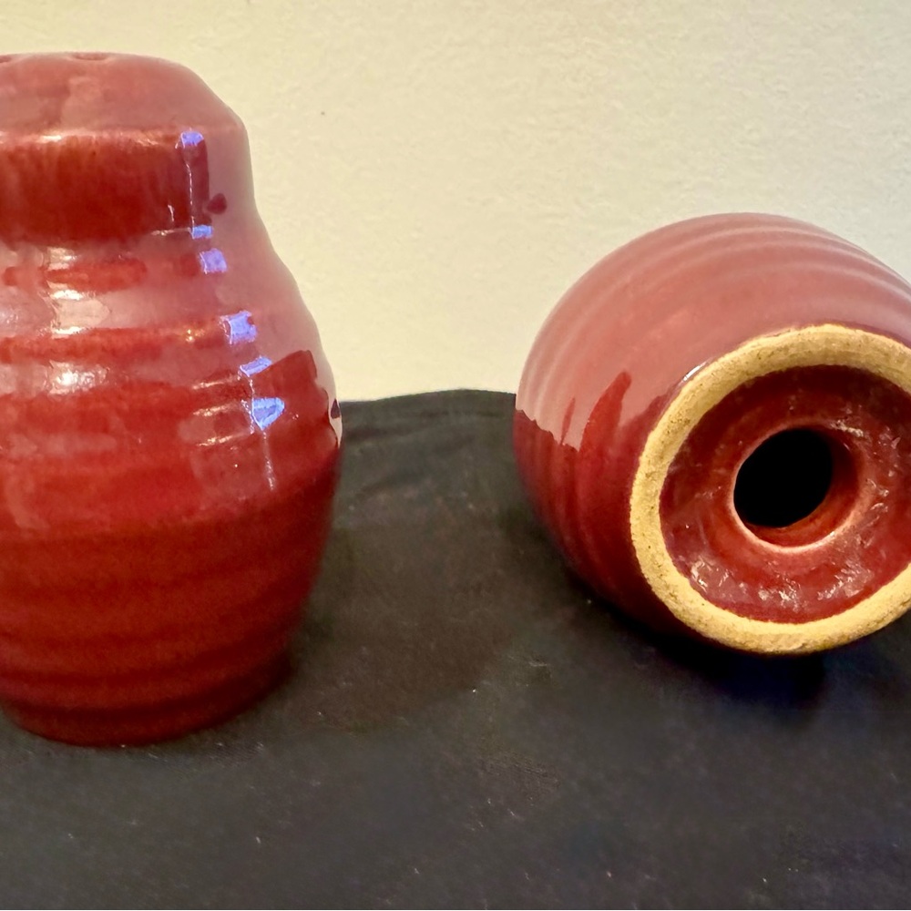 Vintage Bauer Red Salt & Pepper Shaker Set